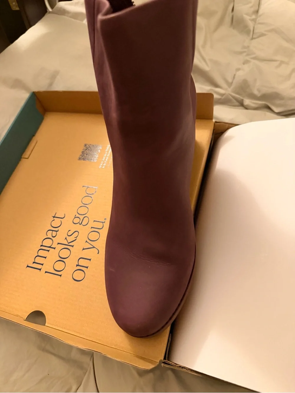 Toms Plum Ankle Bootie with Stacked Heel